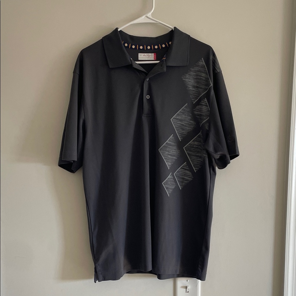 Hogan Black Polo with Subtle Diamond Graphic